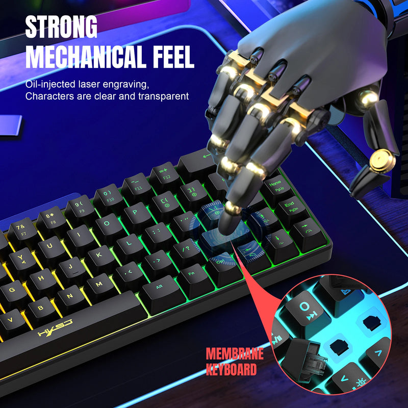 Teclado com fio Mini Gaming, K68 RGB Streamer, membrana sem gestos de 19 teclas, sensação mecânica para jogo ou escritório