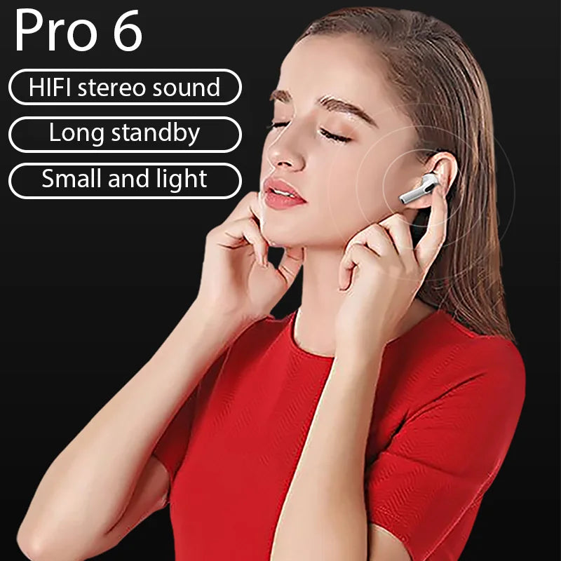 Mini Fone De Ouvido Air Pro 6 TWS Sem Fio Bluetooth Headset, otimo para Xiaomi, iPhone, Original, 5.3