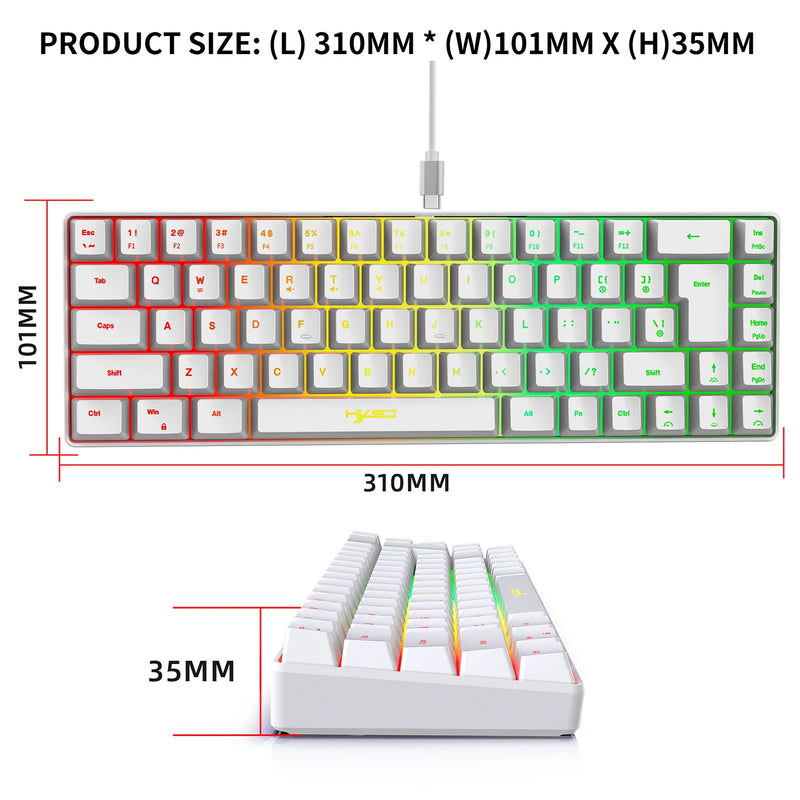 Teclado com fio Mini Gaming, K68 RGB Streamer, membrana sem gestos de 19 teclas, sensação mecânica para jogo ou escritório