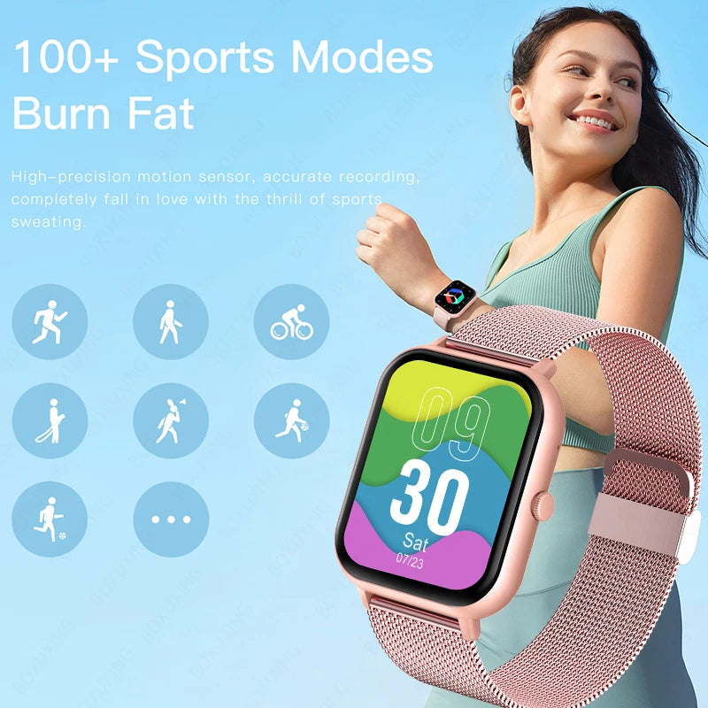 Relógio Inteligente Feminino 2024 Bluetooth Fitness Rastreador À Prova D'Água