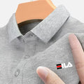 Camisa Pólo masculina bordada com gola dobrável e camisa Polo Anti-pilling manga curta casual