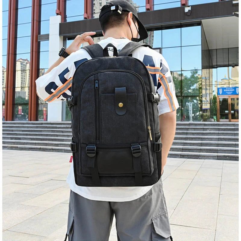 Mochila de Viagem de Grande Porte para Homens, com Espaço para Laptop, de lona, de Caminhada