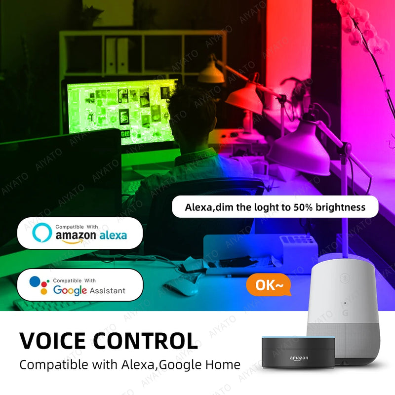 Lâmpada inteligente WiFi 15W E27 LED RGB funciona com Alexa Google Home Alice Controle de voz RGB+CW+WW Função de temporizador regulável