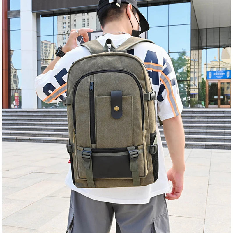 Mochila de Viagem de Grande Porte para Homens, com Espaço para Laptop, de lona, de Caminhada