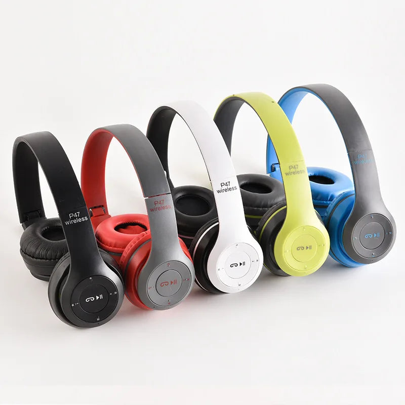 Fone de Ouvido Estéreo P47 5.0 Bluetooth, Dobrável Série sem fio, Esportes, Jogo, para iPhone XiaoMi