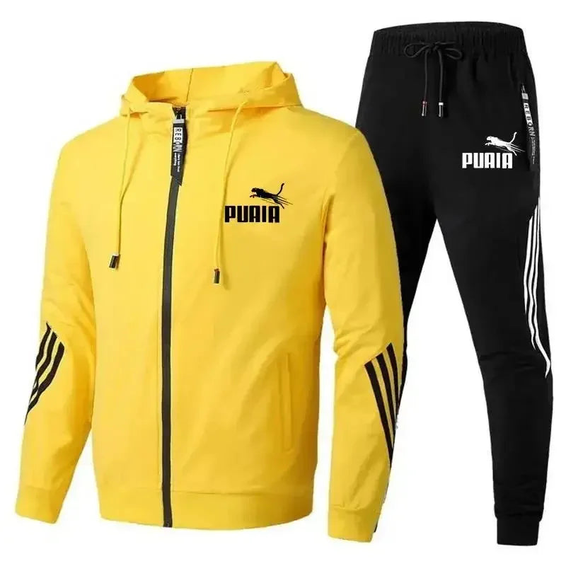 Conjunto de Moletom Masculino Puma, 2 Peças, Novo Zíper Cardigan Jaqueta + Moletom