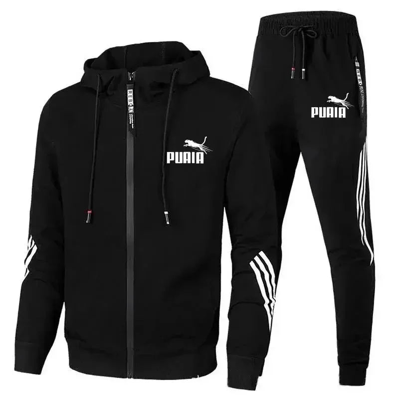 Conjunto de Moletom Masculino Puma, 2 Peças, Novo Zíper Cardigan Jaqueta + Moletom