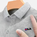 Camisa Pólo masculina bordada com gola dobrável e camisa Polo Anti-pilling manga curta casual