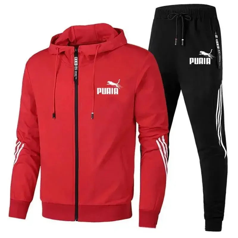 Conjunto de Moletom Masculino Puma, 2 Peças, Novo Zíper Cardigan Jaqueta + Moletom