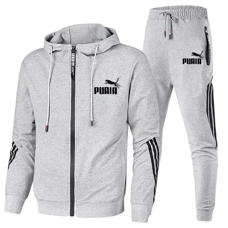 Conjunto de Moletom Masculino Puma, 2 Peças, Novo Zíper Cardigan Jaqueta + Moletom