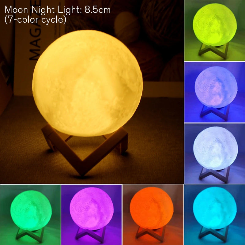 Lâmpada Lunar 3D Luz Nocturna LED Criativa De Toque Para Decoração De Quarto Presente De Aniversário