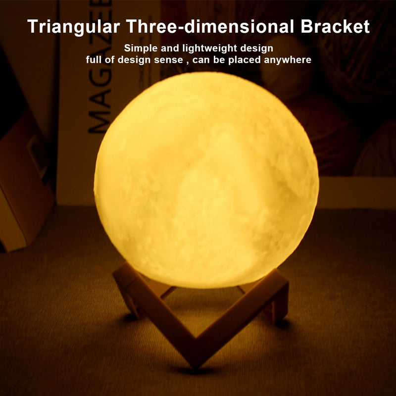 Lâmpada Lunar 3D Luz Nocturna LED Criativa De Toque Para Decoração De Quarto Presente De Aniversário